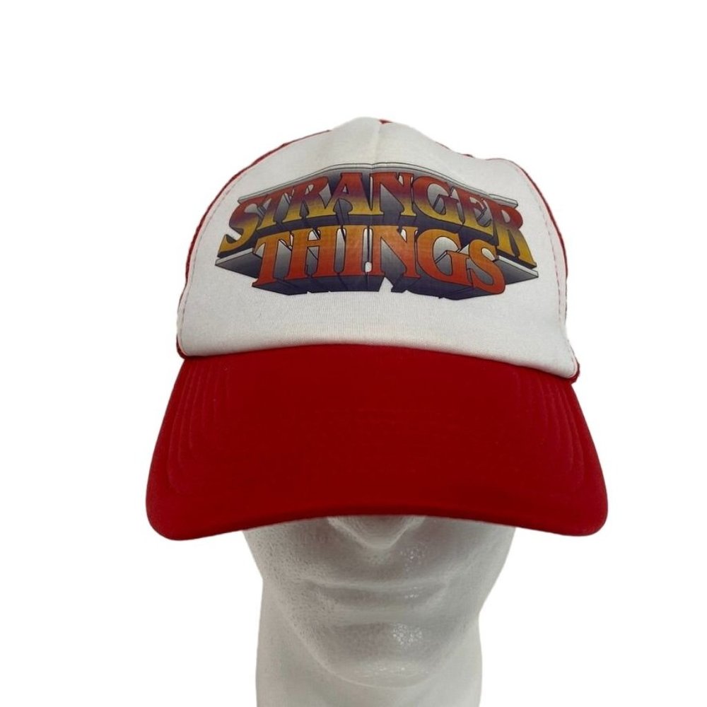 Netflix STRANGER THINGS Trucker Hat Red White Retro Style Mesh Snapback